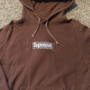 Supreme Chocolate Brown Paisley Box Logo Hoodie